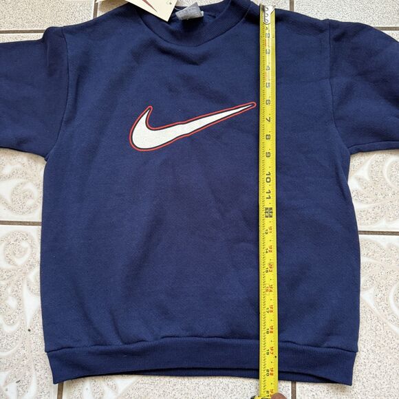 NWT VTG NIKE Swoosh Crewneck Sweatshirt YOUTH SMALL KIDS BOYS PULLOVER 90s USA - Picture 7 of 8